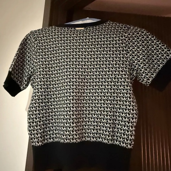 Michael Kors Monogram Knit Black and White Cropped Sweater - Picture 2 of 3